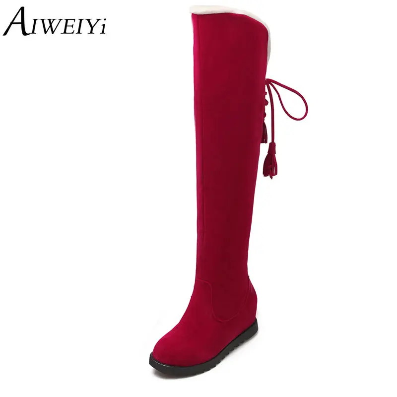 AIWEIYi Height Increasing Over the Knee Boots for Women Flock Wedge Heel High Heels Fur Warm Snow Boots
AIWEIYi Height Increasing Over the Knee Boots for Women Flock Wedge Heel High Heels Fur Warm Snow Boots