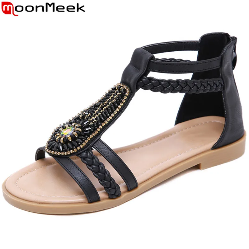 MoonMeek big size 35-42 fashion summer shoes woman zip crystal ladies sandals casual comfortable female shoes 2019 new