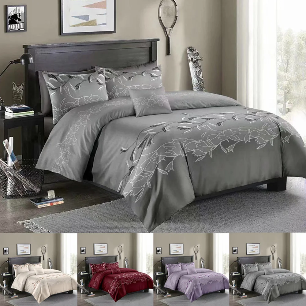 3Pcs/set European Embroidered Duvet Cover & Pillowcases Set EU/AU/US Size Comforter Covers Grey/Purple/Red/Beige 4 Colors
3Pcs/set European Embroidered Duvet Cover & Pillowcases Set EU/AU/US Size Comforter Covers Grey/Purple/Red/Beige 4 Colors