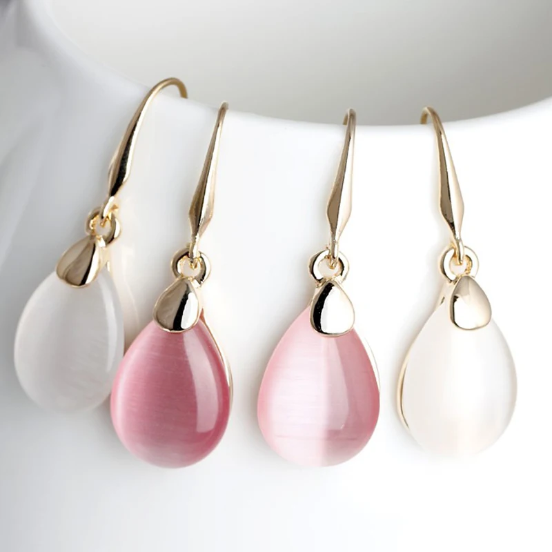 New Fashion wihite Pink Moonstone earring drop design earrings for women Simple style Korean jewelry 2019
New Fashion wihite Pink Moonstone earring drop design earrings for women Simple style Korean jewelry 2019