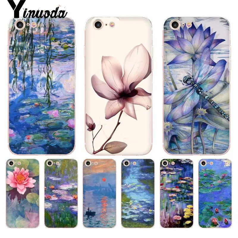 Чехол Yinuoda для iphone 7 6 X чехол Monet с рисунком лилоса оболочка телефона iPhone 8 6S Plus 5 5C XS