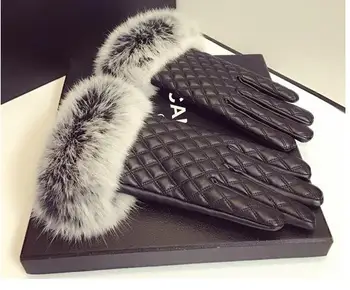 Women's Autumn Winter Thicken Warm PU Leather touchscreen plaid Gloves Female genuine rabbit fur checked Driving Gloves R1100
Women's Autumn Winter Thicken Warm PU Leather touchscreen plaid Gloves Female genuine rabbit fur checked Driving Gloves R1100