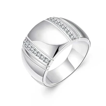 925 Sterling Silber Frau/Mann Liebhaber der Ring CZ Kristall Hochzeit Engagement Großhandel Mode Finger Ringe Schmuck(China)