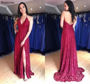 Long Side Split Lace Prom Dresses 2019 V Neck Sleeveless Backless Sweep Train Formal Evening Party Dresses Vestido De Fiesta
Long Side Split Lace Prom Dresses 2019 V Neck Sleeveless Backless Sweep Train Formal Evening Party Dresses Vestido De Fiesta