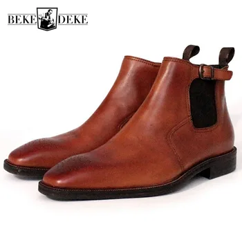 High Quality Handmade England Leather Masculine Boot Vintage Carved Square Head Brown Ankle Boots Men Design Gents Shoes 44 45
High Quality Handmade England Leather Masculine Boot Vintage Carved Square Head Brown Ankle Boots Men Design Gents Shoes 44 45