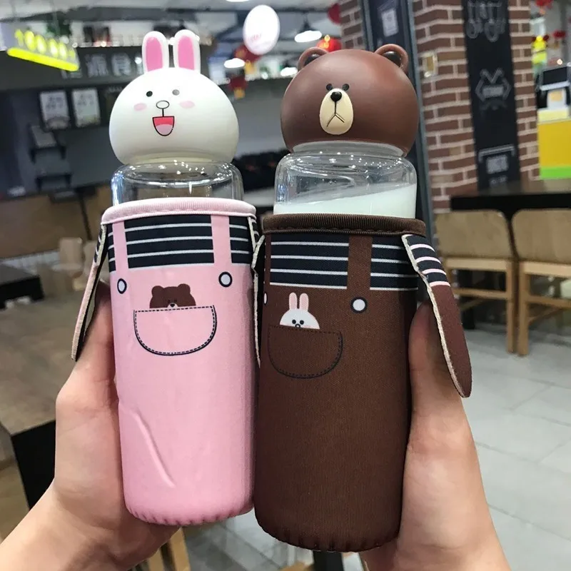Ins 300ml Cute Cartoon Brown Bear Kenny Rabbit Glass Water Bottle With Protection Sleeve Heat Insulation Kettle Water Bottles
Ins 300ml Cute Cartoon Brown Bear Kenny Rabbit Glass Water Bottle With Protection Sleeve Heat Insulation Kettle Water Bottles