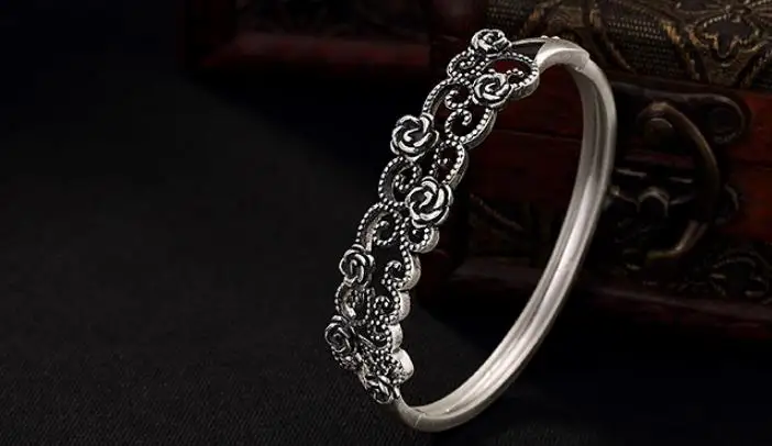JOOCHEER Sterling S990 990 silver Bangle rose hollow out vintage trendy bracelet size adjustable
JOOCHEER Sterling S990 990 silver Bangle rose hollow out vintage trendy bracelet size adjustable