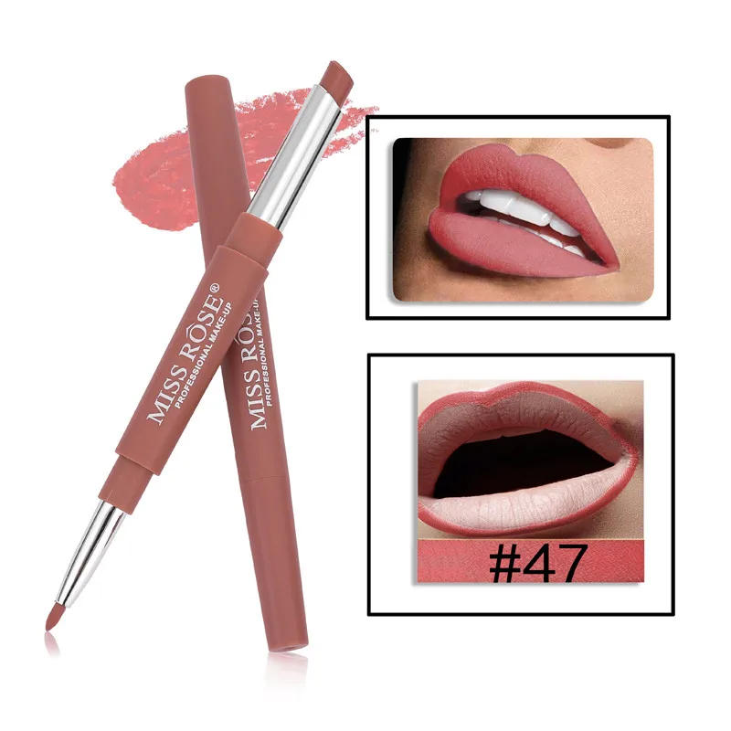 47 8 Color Double-end Lip Makeup Lipstick Pencil Waterproof Long Lasting Tint Sexy Red Lip Stick Beauty Matte Liner Pen Lipstick