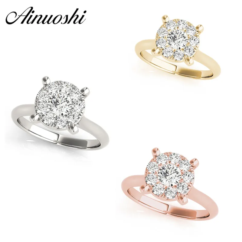 AINUOSHI 925 Sterling Silver White Gold Yellow Gold Rose Gold Color Round Cut Wedding Rings Women Engagement Halo Silver Rings
AINUOSHI 925 Sterling Silver White Gold Yellow Gold Rose Gold Color Round Cut Wedding Rings Women Engagement Halo Silver Rings