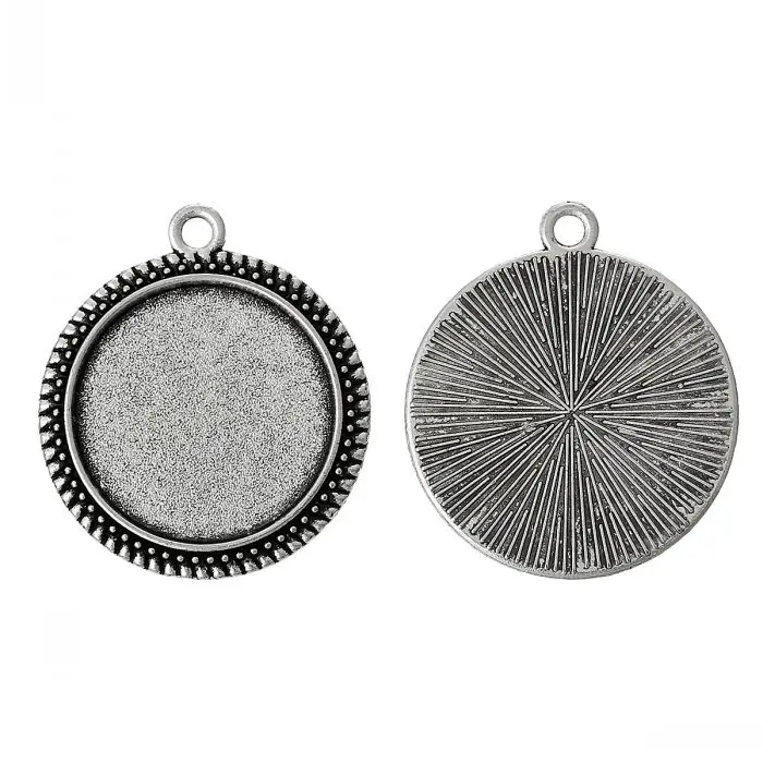 DoreenBeads Charm Pendants Round antique silver color Cabochon Setting(Fit 20mm Dia)Nickel Free 29mm x 25mm(1 1/8" x1"),50PCs
DoreenBeads Charm Pendants Round antique silver color Cabochon Setting(Fit 20mm Dia)Nickel Free 29mm x 25mm(1 1/8" x1"),50PCs