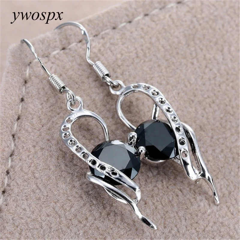 YWOSPX Creative Design Black Zircon Heart Silver Color Dangle Earrings For Women Crystal Jewelry Wedding Earring CZ Brincos Gift
YWOSPX Creative Design Black Zircon Heart Silver Color Dangle Earrings For Women Crystal Jewelry Wedding Earring CZ Brincos Gift