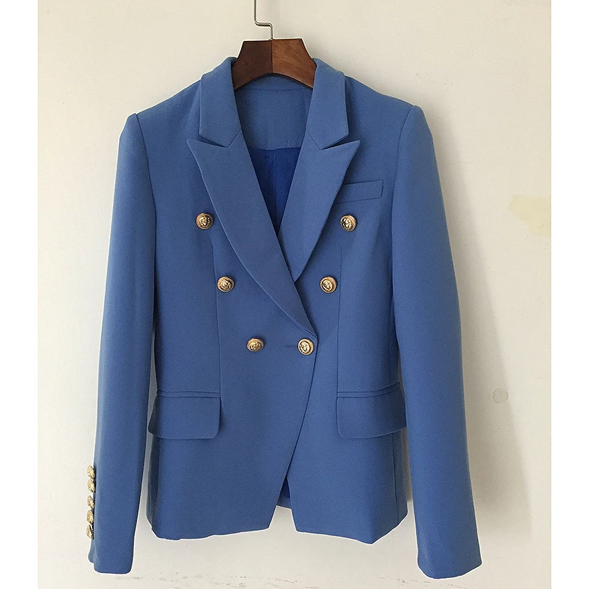 HIGH QUALITY New Fashion 2018 Designer Blazer Jacket Women's Classical Metal Lion Buttons Double Breasted Blazer Lake Blue
HIGH QUALITY New Fashion 2018 Designer Blazer Jacket Women's Classical Metal Lion Buttons Double Breasted Blazer Lake Blue