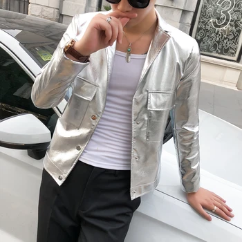 Silver Leather Jackets Mens Nightclub Bomber Jackets Black Chaqueta Cuero Hombre Slim Fit Party Jaqueta Couro Erkek Deri Mont
Silver Leather Jackets Mens Nightclub Bomber Jackets Black Chaqueta Cuero Hombre Slim Fit Party Jaqueta Couro Erkek Deri Mont