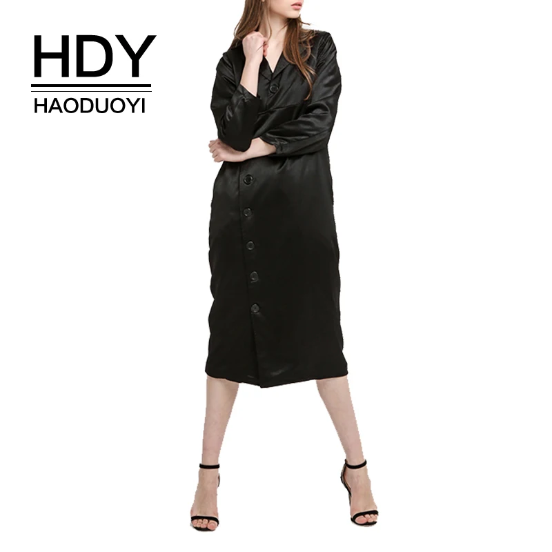 HDY Haoduoyi Apparel Solid Color Pocket Button Notched Neck Women Midi Dress 2019 New Single Breasted Suit Collar Lady
HDY Haoduoyi Apparel Solid Color Pocket Button Notched Neck Women Midi Dress 2019 New Single Breasted Suit Collar Lady