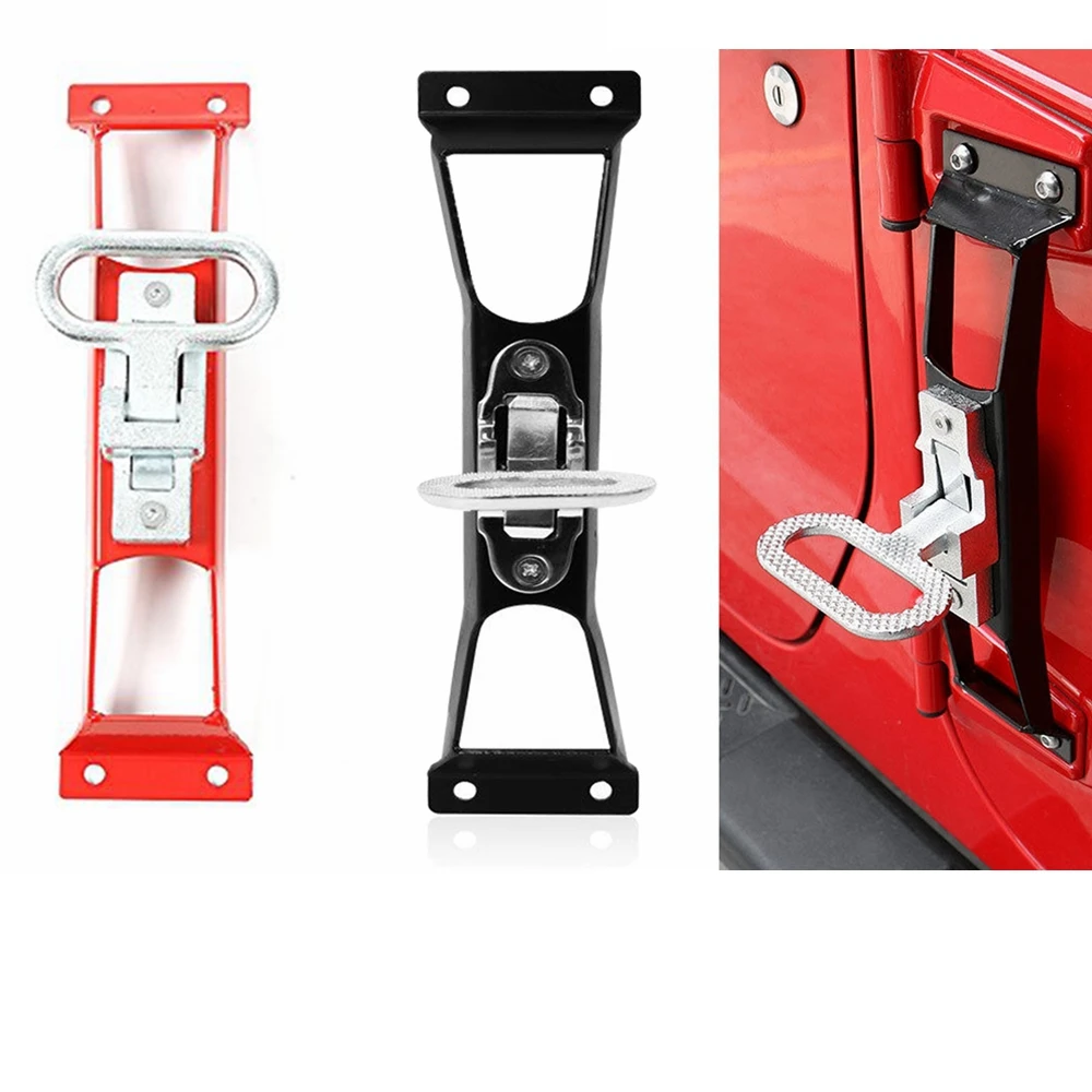 Black Door Hinges Foot Rest Pedal Peg No Drilling For Jeep Wrangler JK 1