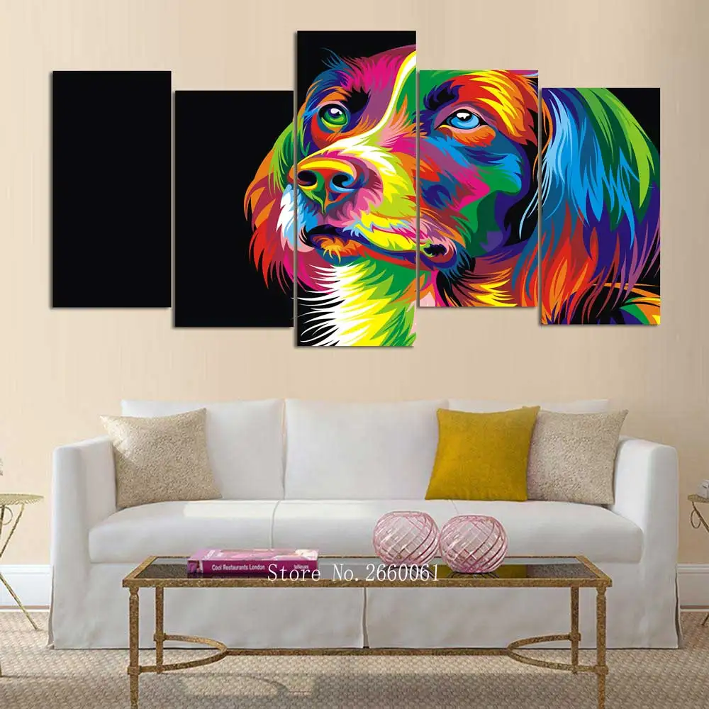 New 5 Piece Canvas Art HD Colorful DOG Bedroom Print Paintg Painting Decoration For Home Wall B466 | Дом и сад