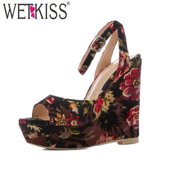 WETKISS 2018 High Heels Sandals Cross Tied Wedges Peep Toe Printing Footwear Summer Ladies Platform Ankle Strap Shoes Fashion
WETKISS 2018 High Heels Sandals Cross Tied Wedges Peep Toe Printing Footwear Summer Ladies Platform Ankle Strap Shoes Fashion