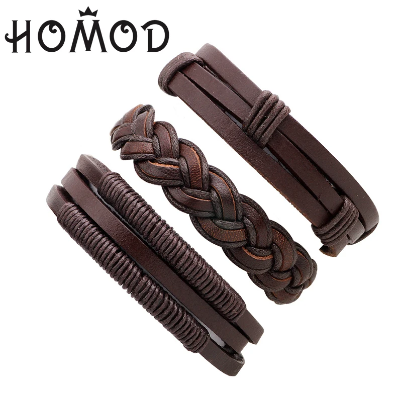 HOMOD Punk Turkish Handmade Bracelets for Women Men Beads Wristband Cuff Leather Bracelet Ethnic Vintage Jewelry Bijouterie | Украшения и