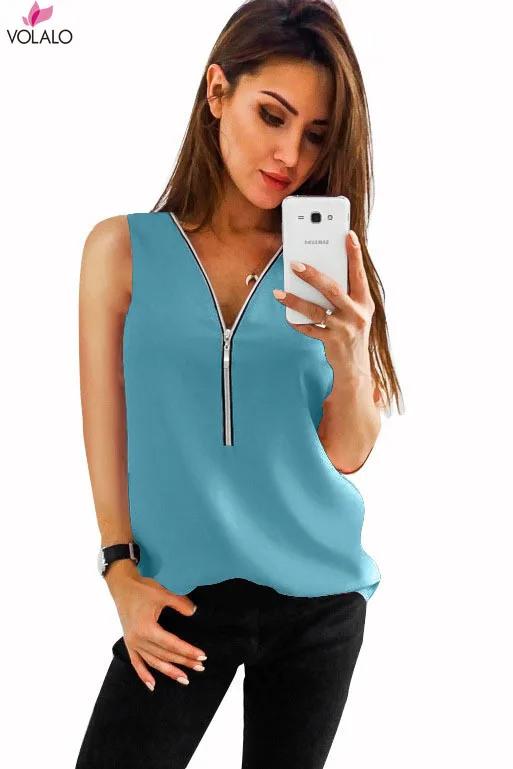 VOLALO New Arrival Women Spring Summer Chiffon Blouse Tops 2023 Zipper V Collar Sleeveless Loose Shirt Blusa Feminina Vest
VOLALO New Arrival Women Spring Summer Chiffon Blouse Tops 2023 Zipper V Collar Sleeveless Loose Shirt Blusa Feminina Vest