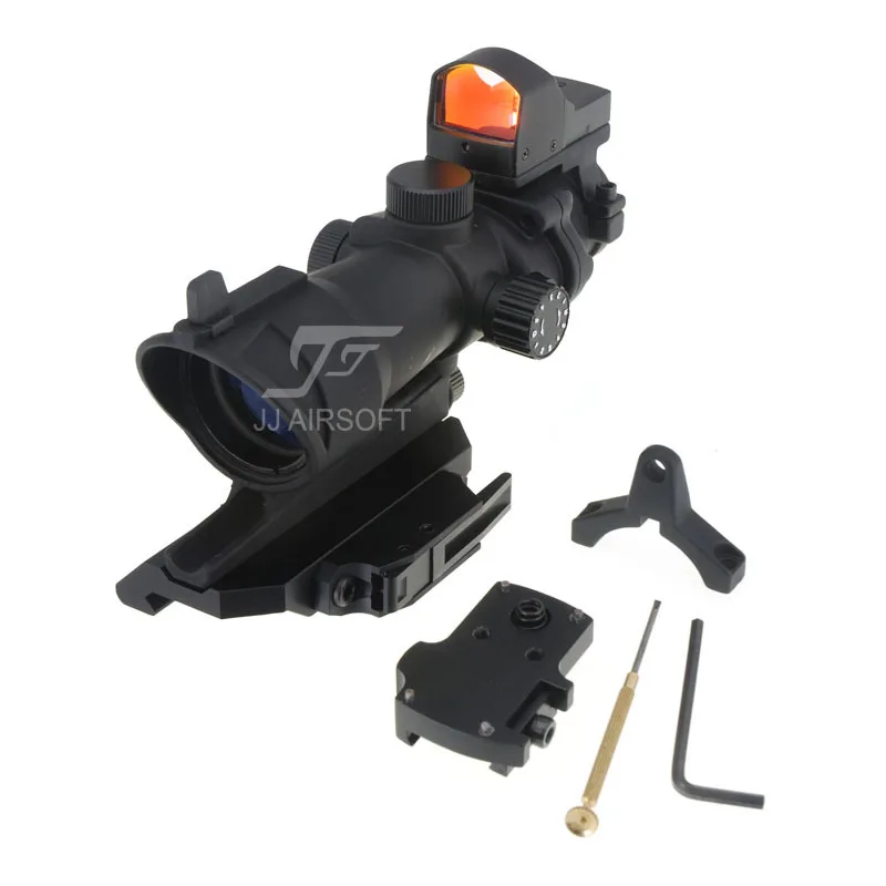 JJ Airsoft ACOG Style 4x32 прицел красная/Зеленая Сетка с мини красной точкой AC12033 Bobro QD Mount