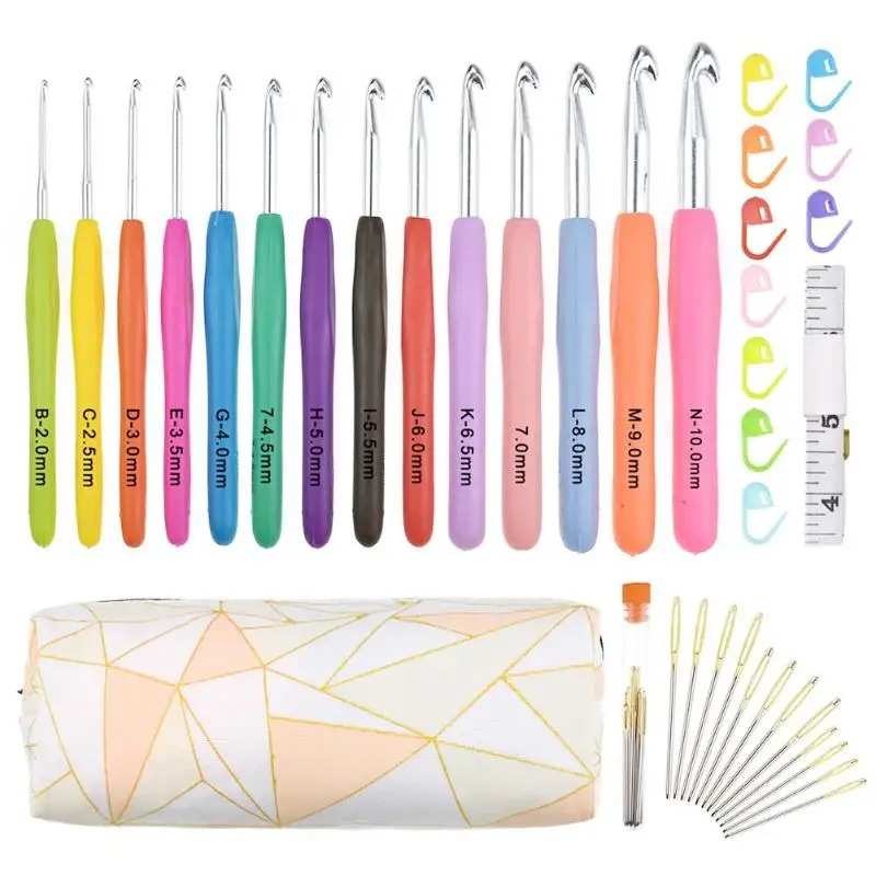 14pcs Soft Handle Sewing Crochet Hooks Stitching Knitting Needles Craft Tools Set Crochet para tejer
14pcs Soft Handle Sewing Crochet Hooks Stitching Knitting Needles Craft Tools Set Crochet para tejer