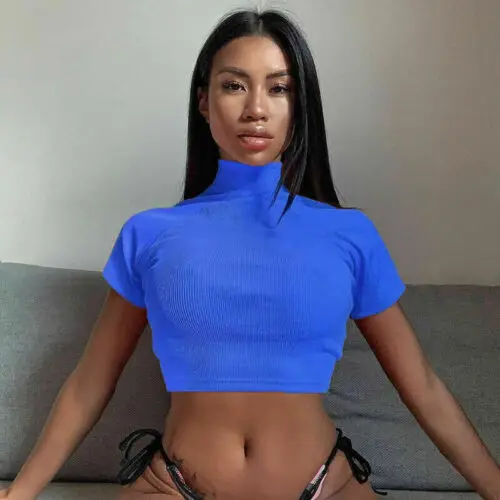 Women Fashion Turtle Neck T-shirt Crop Tops Short Sleeve Casual Pullover Tops T-shirts Summer Women Girl Clothing
Women Fashion Turtle Neck T-shirt Crop Tops Short Sleeve Casual Pullover Tops T-shirts Summer Women Girl Clothing