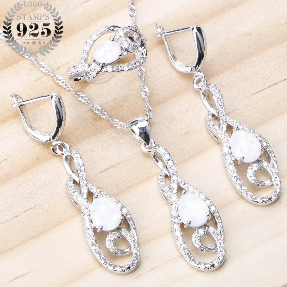 White Opal Stone 925 Sterling Silver Bridal Jewelry Sets Earrings For Women Wedding Costume Jewelry Ring Pendant Necklace Set
White Opal Stone 925 Sterling Silver Bridal Jewelry Sets Earrings For Women Wedding Costume Jewelry Ring Pendant Necklace Set