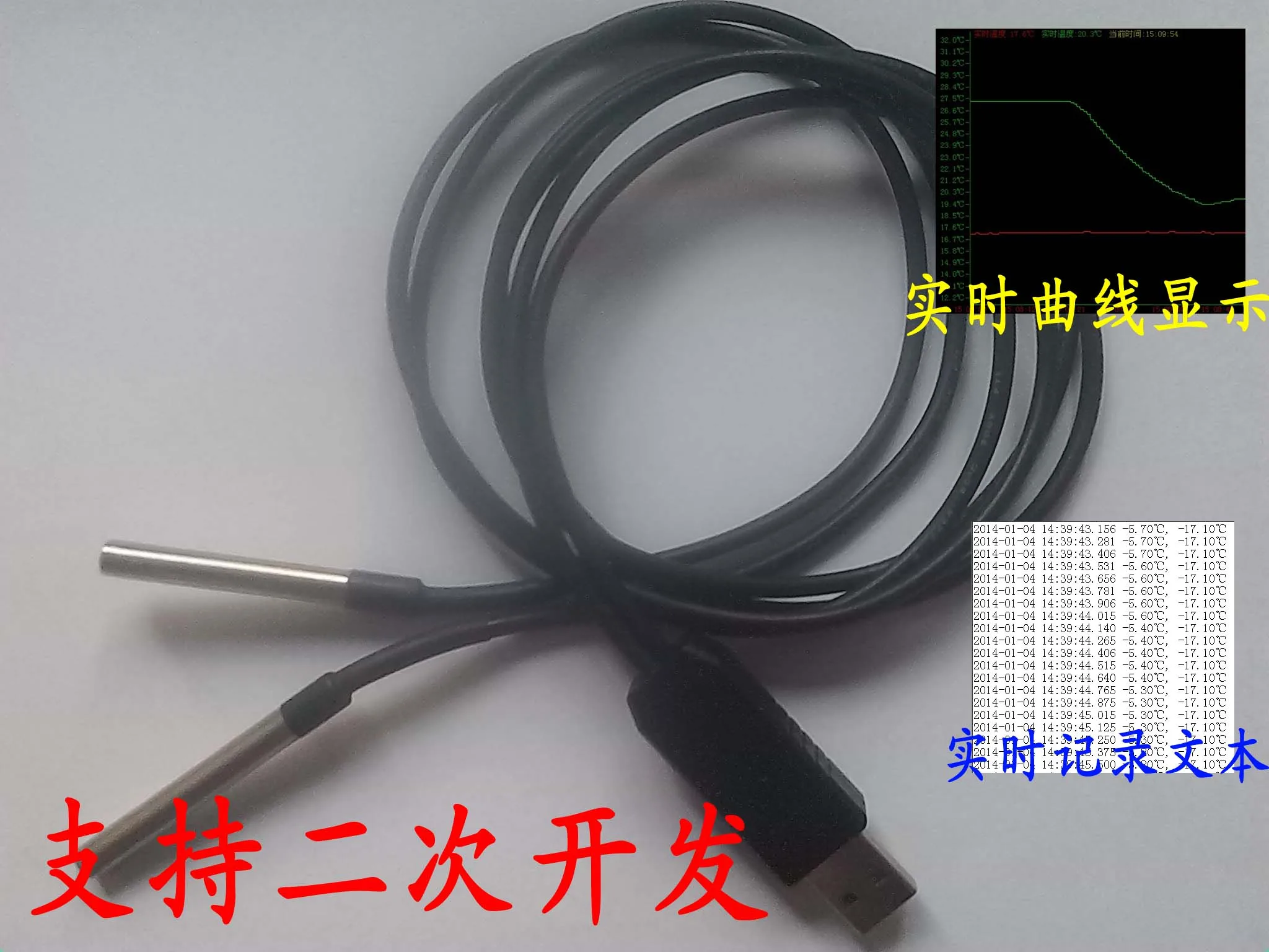 Driverless USB Waterproof Temperature Sensor Acquisition Module Double Probe DS18B20 High Precision Temperature Reading
Driverless USB Waterproof Temperature Sensor Acquisition Module Double Probe DS18B20 High Precision Temperature Reading
