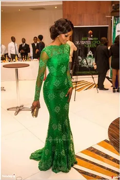 Elegant Green Lace Mermaid Prom Gowns Long Sleeves Boat Neck Floor Length Evening Dresses for Wedding Party Custom Made
Elegant Green Lace Mermaid Prom Gowns Long Sleeves Boat Neck Floor Length Evening Dresses for Wedding Party Custom Made