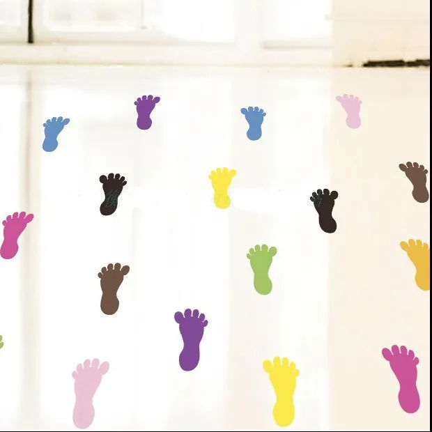 30Pcs(15Left/Right) Colored Baby Nursery Footprints Shape Wall Stickers Home Decor Floor Furniture Cabinet Fridge Decal 30Pcs(15Left/Right) Colored Baby Nursery Footprints Shape Wall Stickers Home Decor Floor Furniture Cabinet Fridge Decal