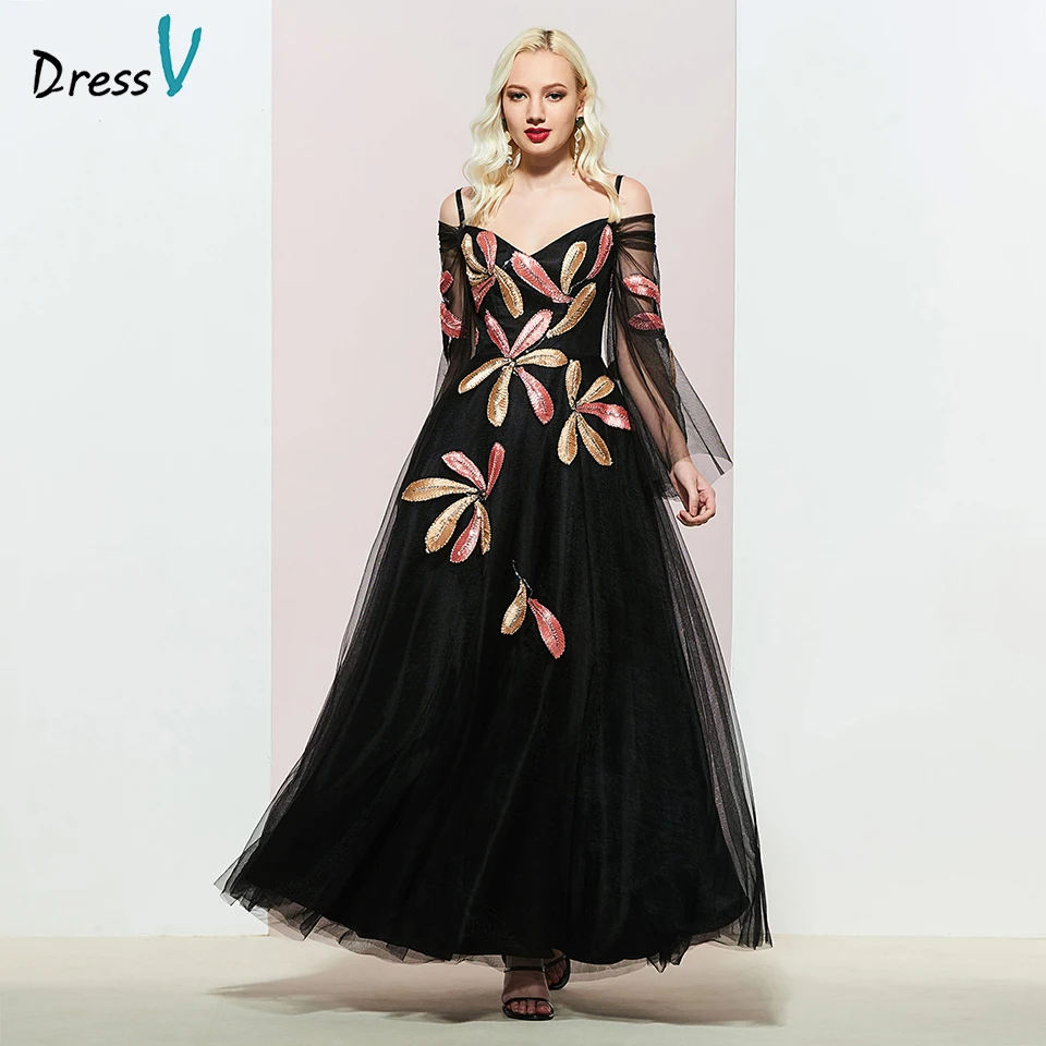 Dressv black appliques evening dress a line elegant long sleeves floor-length wedding party formal dress evening dresses
Dressv black appliques evening dress a line elegant long sleeves floor-length wedding party formal dress evening dresses
