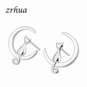 ZRHUA New Fashion 925 Silver Moon Ear Studs Lovely Cat Moon Stud Earrings for Women Wholesale Birthday Gift Jewelry Star Earring
ZRHUA New Fashion 925 Silver Moon Ear Studs Lovely Cat Moon Stud Earrings for Women Wholesale Birthday Gift Jewelry Star Earring