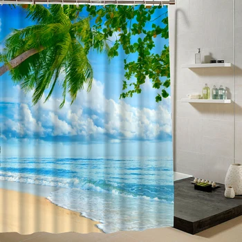Beach Shower Curtain Palm Tree Summer Pattern Fabric Design 3d Bathroom Curtain Waterproof Blue Green
Beach Shower Curtain Palm Tree Summer Pattern Fabric Design 3d Bathroom Curtain Waterproof Blue Green