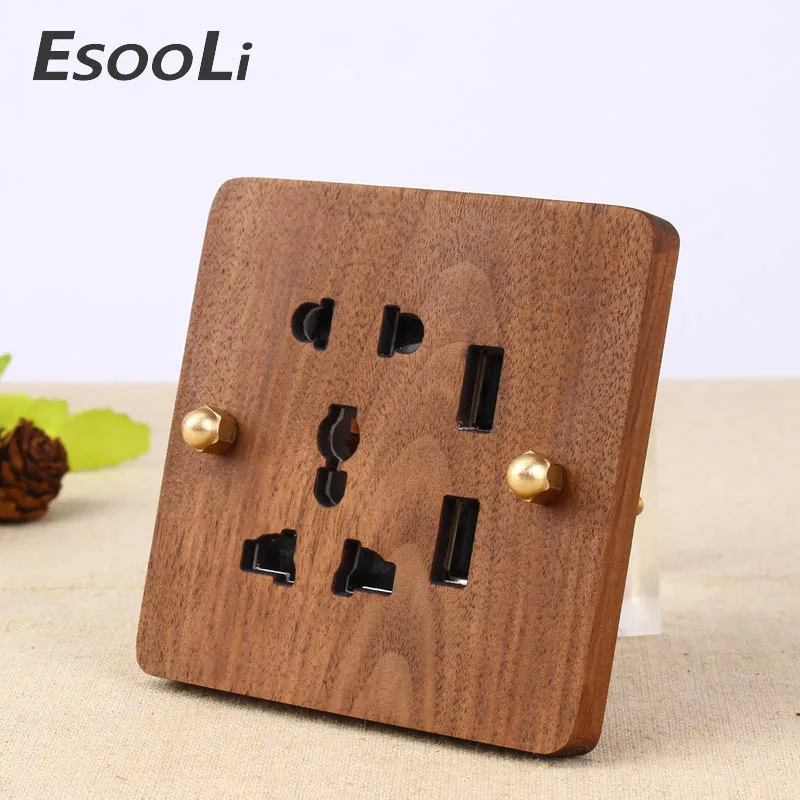 EsooLi 2017 Hand Made Wall Socket 5 Hole With USB Socket Universal Standard European Retro 10A 110-250V Wood Panel Brass Lever
EsooLi 2017 Hand Made Wall Socket 5 Hole With USB Socket Universal Standard European Retro 10A 110-250V Wood Panel Brass Lever