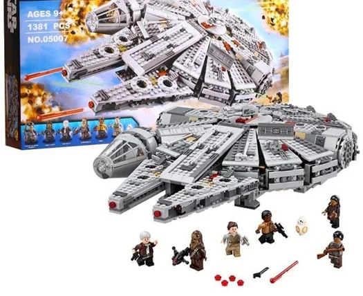 New LEPIN 05007 Star Series War 1381pcs Building Blocks Force Awakens Millennium Toys Falcon Model Kits BB-8 10467 for kids gift 
New LEPIN 05007 Star Series War 1381pcs Building Blocks Force Awakens Millennium Toys Falcon Model Kits BB-8 10467 for kids gift
