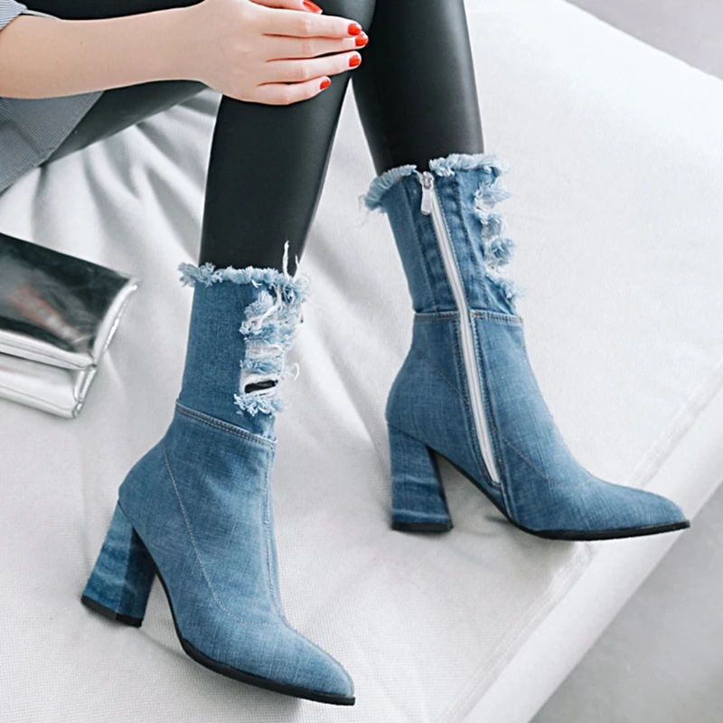 S.Romance Women Ankle Boots Plus Size 34-43 High Square Heels Female Pumps Classic Fashion Shoes Woman Dark Blue Black SB070
S.Romance Women Ankle Boots Plus Size 34-43 High Square Heels Female Pumps Classic Fashion Shoes Woman Dark Blue Black SB070