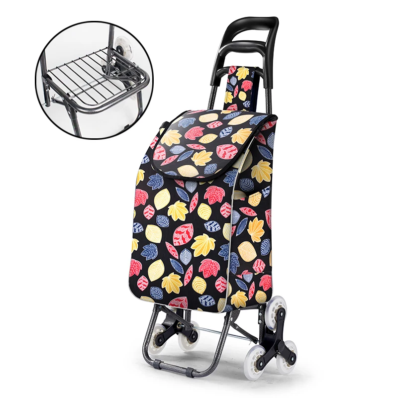 9% Foldable Leaves Printed Shopping Cart Home Thicken Carbom Steel Climb Luggage Cart with Waterproof Bag Durable PU wheels
9% Foldable Leaves Printed Shopping Cart Home Thicken Carbom Steel Climb Luggage Cart with Waterproof Bag Durable PU wheels