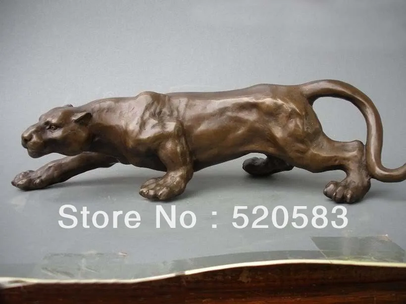 Superb Pure Bronze Art statue leopard catamount Sculpture