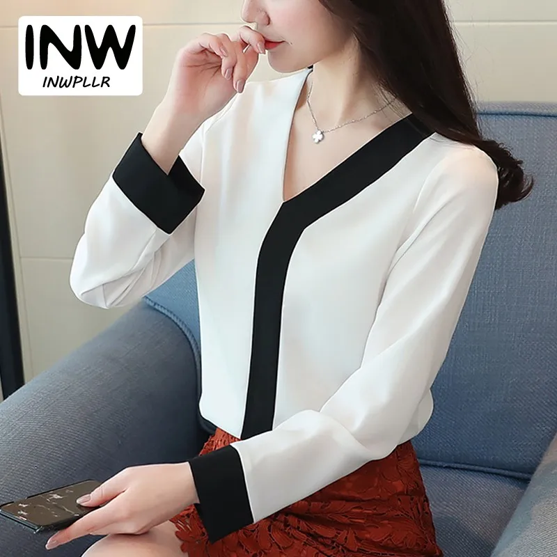 2018 New Ladies Tops Office Chiffon Blouse Women Fashion V-neck Long Sleeve Patchwork Shirt Female Casual Spring Blusas Mujer
2018 New Ladies Tops Office Chiffon Blouse Women Fashion V-neck Long Sleeve Patchwork Shirt Female Casual Spring Blusas Mujer