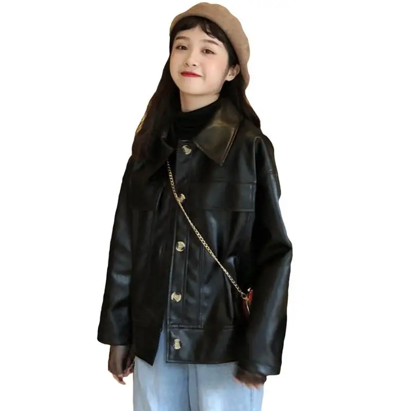 Women 2019 Spring Autumn Retro Faux Leather Jackets Female Loose Casual Coat Ladies Solid Wild Motorcycle PU Leather Outwear L34
Women 2019 Spring Autumn Retro Faux Leather Jackets Female Loose Casual Coat Ladies Solid Wild Motorcycle PU Leather Outwear L34