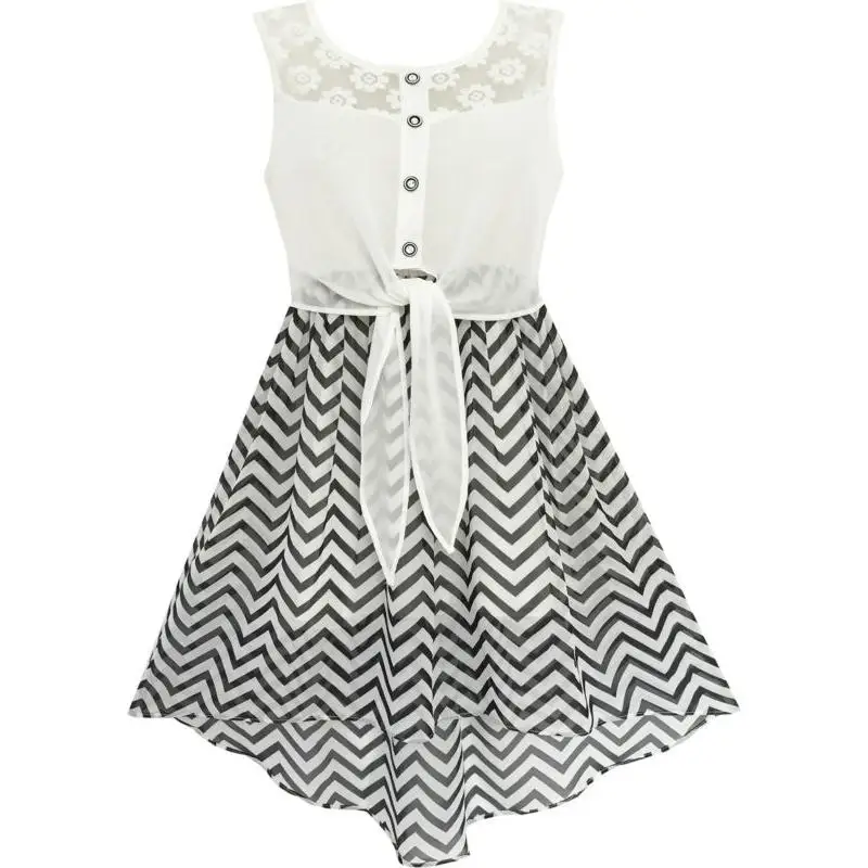 Girls Dress Lace to Chiffon Striped Black White Tied Waist 2019 Summer Princess Wedding Party Dresses Girl Clothes Size 7-14
Girls Dress Lace to Chiffon Striped Black White Tied Waist 2019 Summer Princess Wedding Party Dresses Girl Clothes Size 7-14