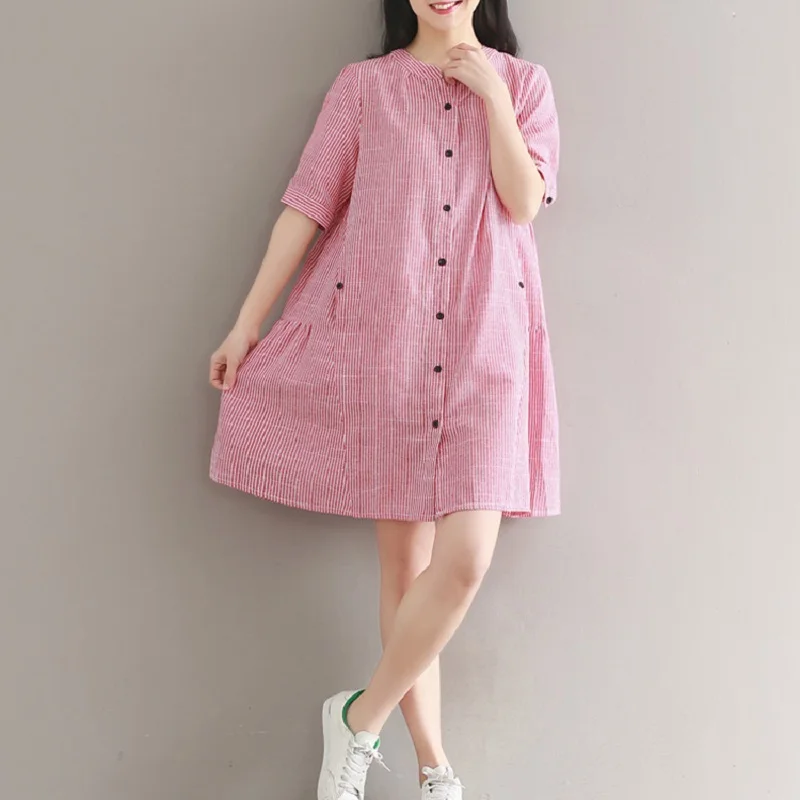 New Mori Girl Summer Women Casual Shirt Dress Stand Collar Striped Loose Female Tunic Short Sleeve Cotton Linen Sweet Mini Dress
New Mori Girl Summer Women Casual Shirt Dress Stand Collar Striped Loose Female Tunic Short Sleeve Cotton Linen Sweet Mini Dress