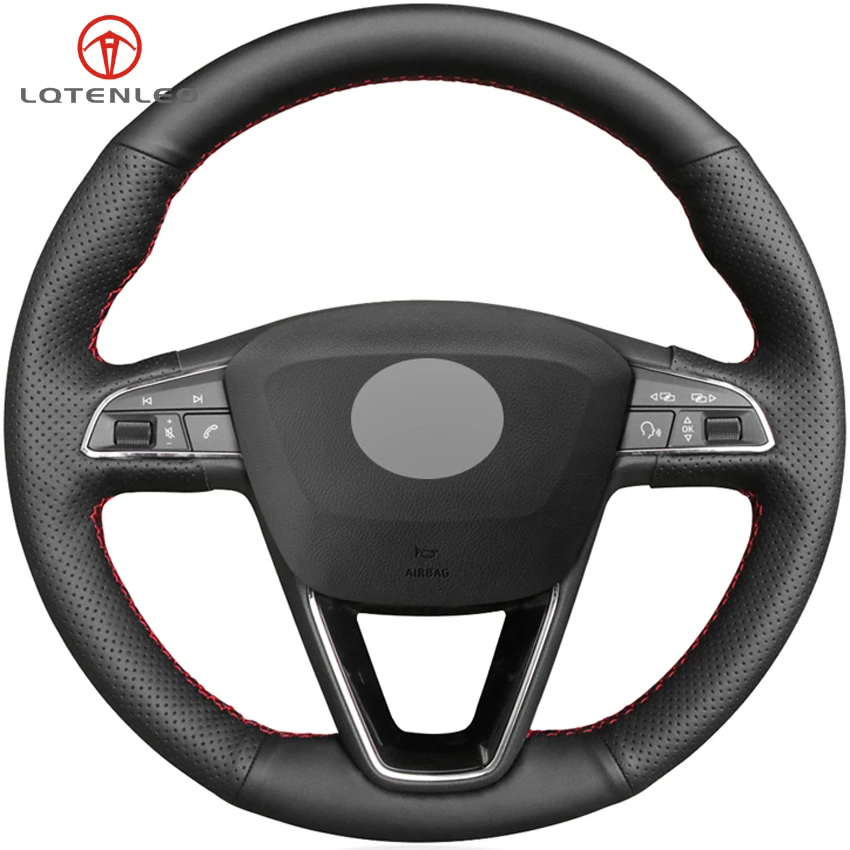 LQTENLEO Black Genuine Leather Car Steering Wheel Cover For Seat Leon 5F Mk3 2013-2019 Ibiza 6J Tarraco Arona Ateca Alhambra
LQTENLEO Black Genuine Leather Car Steering Wheel Cover For Seat Leon 5F Mk3 2013-2019 Ibiza 6J Tarraco Arona Ateca Alhambra