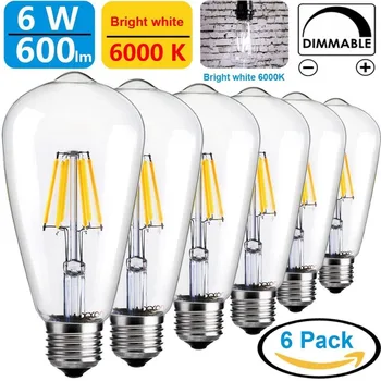 6PCS Dimmable LED Vintage Edison Light Bulbs 6W Retro Decorative Farmhouse Light Bulb Clear ST64 Antique E26 E27 110v 120v 220V
6PCS Dimmable LED Vintage Edison Light Bulbs 6W Retro Decorative Farmhouse Light Bulb Clear ST64 Antique E26 E27 110v 120v 220V