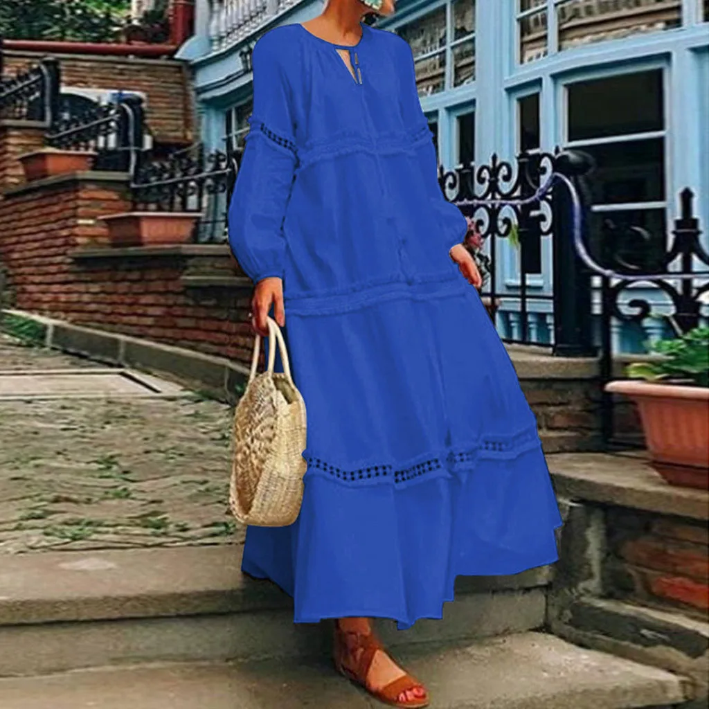 Autumn Long Dress Women Plus Size Bohemian Solid Lace Crochet Patchwork Long Sleeved Linen Loose Party Dresses Vestidos#g4
Autumn Long Dress Women Plus Size Bohemian Solid Lace Crochet Patchwork Long Sleeved Linen Loose Party Dresses Vestidos#g4