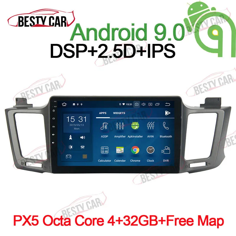 10 1 "Android 9 0 автомобильный мультимедийный плеер gps стерео для Toyota RAV4 2013-2015
