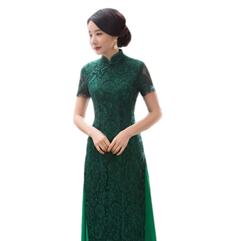 Sexy Green Lace Vietnam Ao Dai Summer New Women's Chinese Reformative Slim Cheong-sam Long Qipao Party Dress S M L XL XXL FMS758
Sexy Green Lace Vietnam Ao Dai Summer New Women's Chinese Reformative Slim Cheong-sam Long Qipao Party Dress S M L XL XXL FMS758