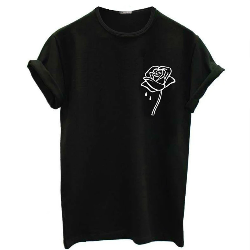 2019 Summer Women T Shirt rose flower Print Top Tee Harajuku Short Sleeve Black Tops Casual Loose Plus Size Female Clothing
2019 Summer Women T Shirt rose flower Print Top Tee Harajuku Short Sleeve Black Tops Casual Loose Plus Size Female Clothing