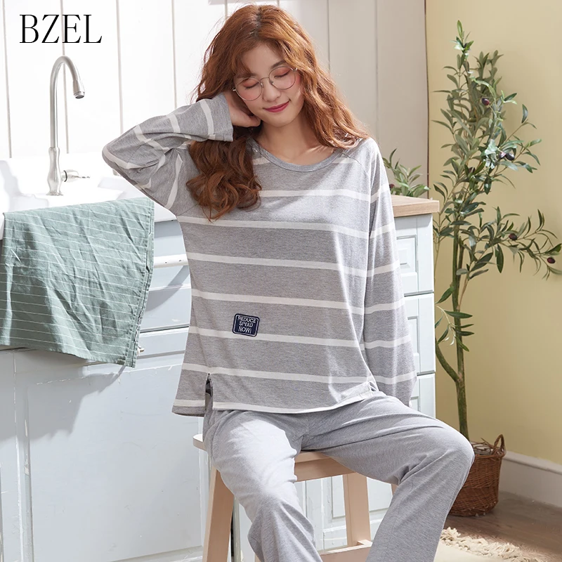 BZEL Womens Pajama Sets Cotton Long-Sleeve Tops And Pants Striped Pijama Feminino Sleepwear Pijama Femme Pyjamas Plus Size M-3XL
BZEL Womens Pajama Sets Cotton Long-Sleeve Tops And Pants Striped Pijama Feminino Sleepwear Pijama Femme Pyjamas Plus Size M-3XL