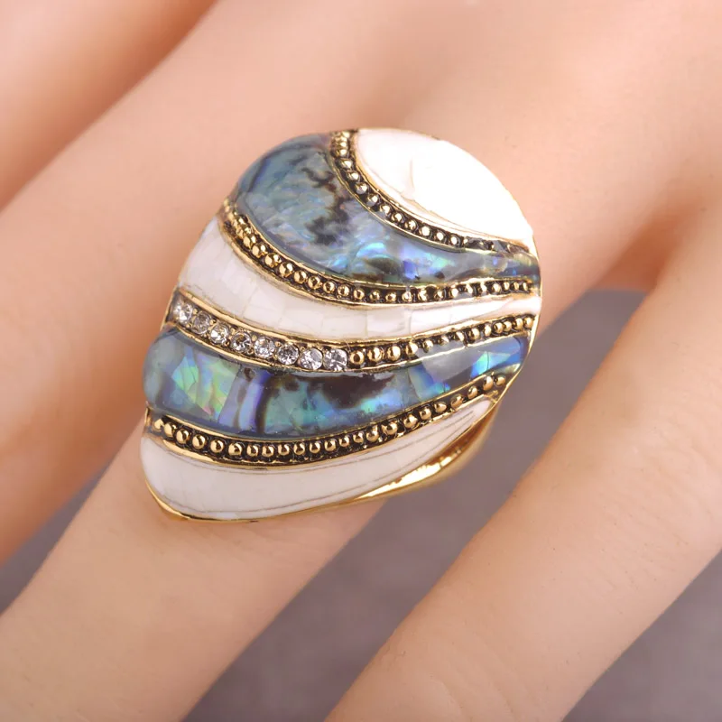 Enamel Esmalte Abalone Shell Rings 18K Gold Plated Crystal Finger Ring Bague Aneis Big Oval Shaped Sea Shell Rings For Men Women
Enamel Esmalte Abalone Shell Rings 18K Gold Plated Crystal Finger Ring Bague Aneis Big Oval Shaped Sea Shell Rings For Men Women